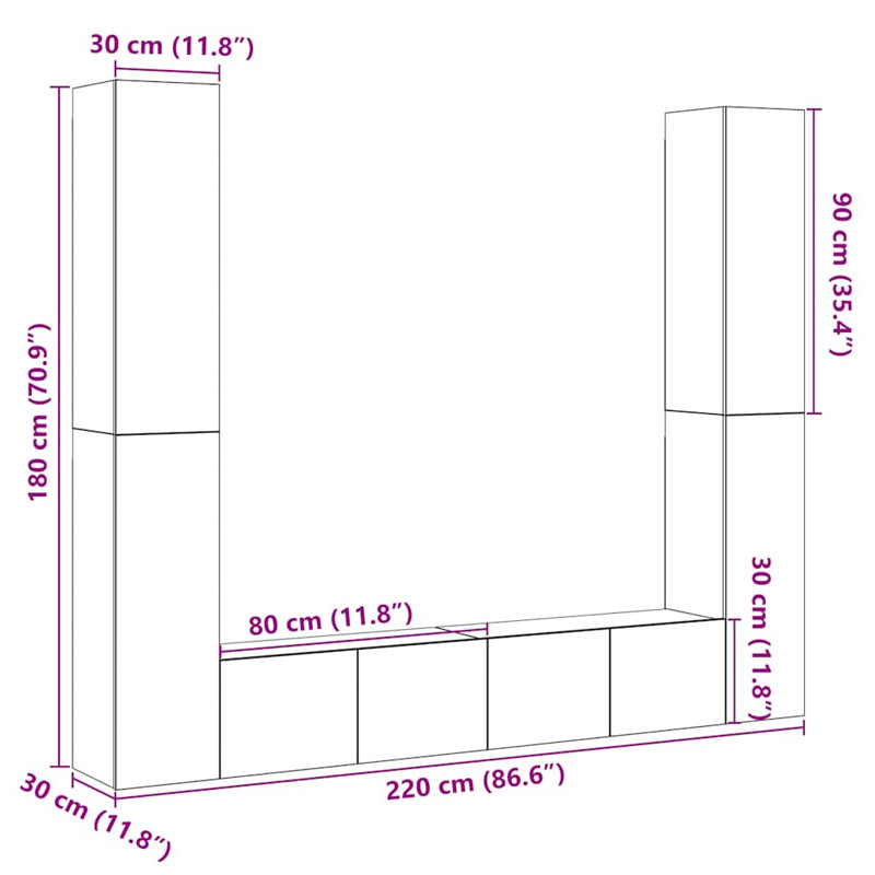 Awendela TV Stand, 80 x 30 x 30 cm, Artisan Oak