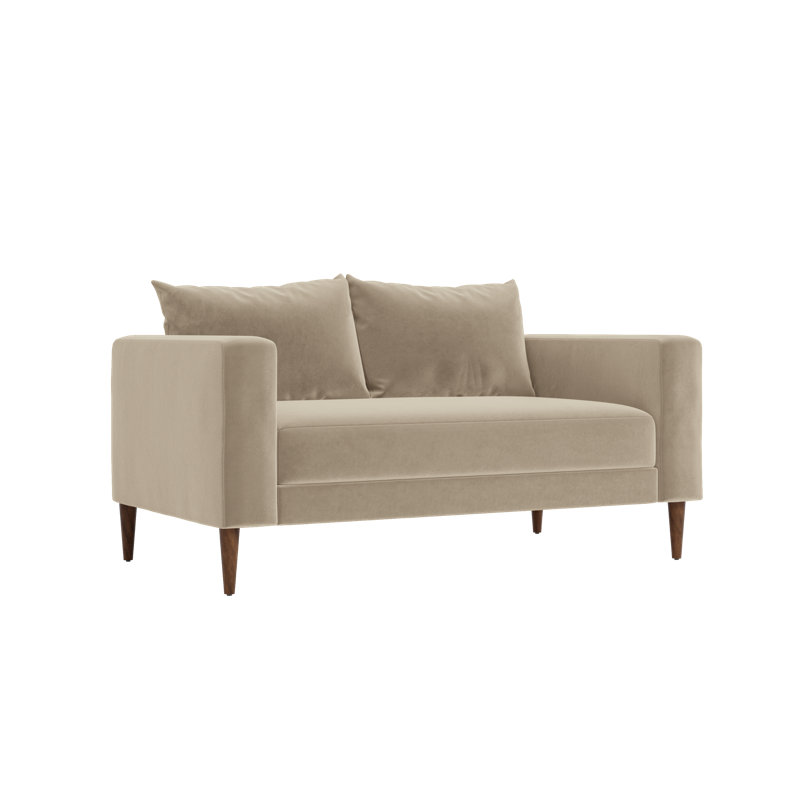 Essential Loveseat, Cashew Recycled Velvet, Dark Brown