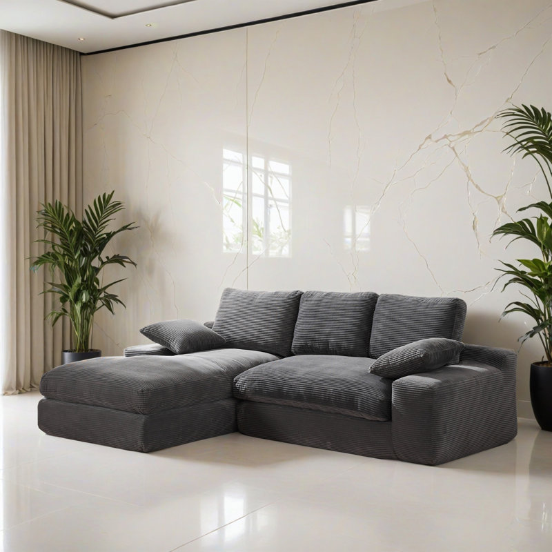 Canapé-lit modulaire 2 pièces pour salon, Polyester gris