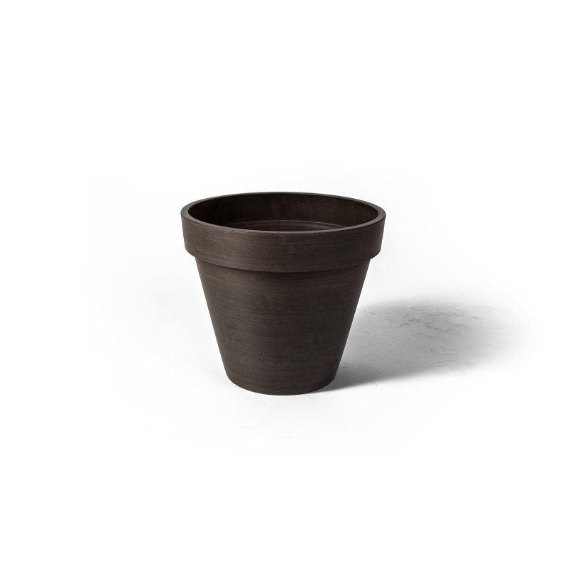 Cara Banded Composite Pot Planter, 12" H x 13.75" W x 13.75" D, Chocolate