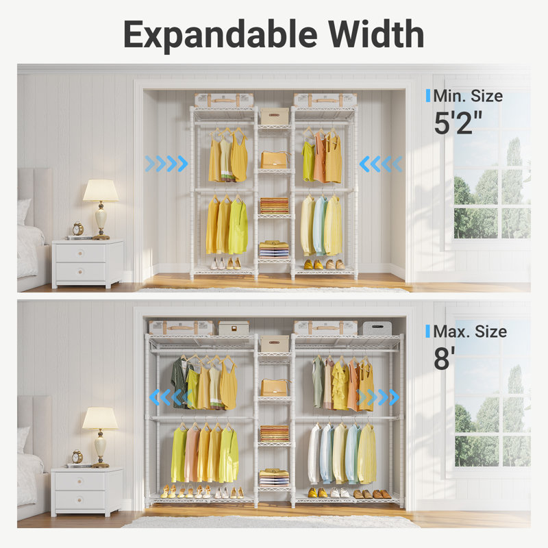 VIPEK X3 Expandable Heavy Duty Clothes Rack Adjustable from 5'2" to 8'(White)