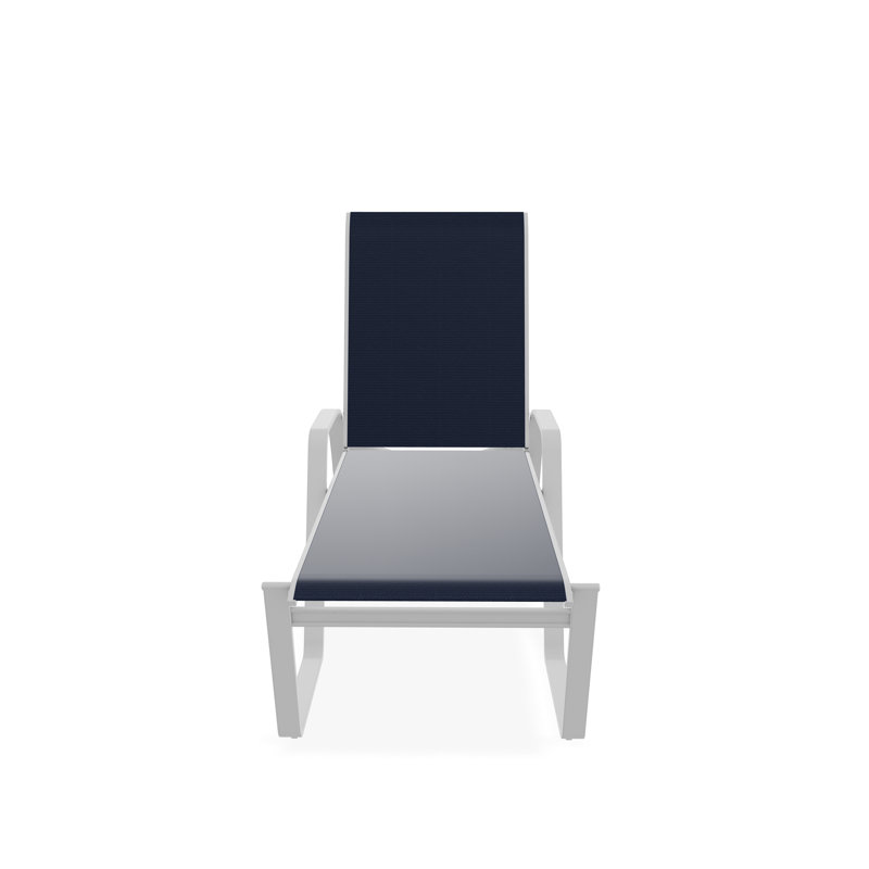 Chaise longue empilable Aruba II, Bleu marine 13D Sunbrella®, Blanc