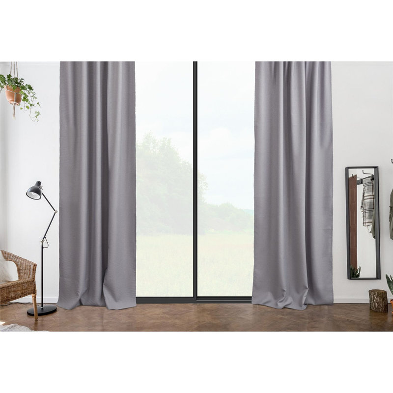 Room Darkening Single Curtain Panel, 130cm W x 265cm H, Light Grey