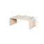 Table basse vintage au design artistique incurvé, montage facile, 122 cm (48 pouces), aspect antique naturel, bois massif, rangement ouvert pour un espace de vie principal, couleur et construction faciles à vivre.