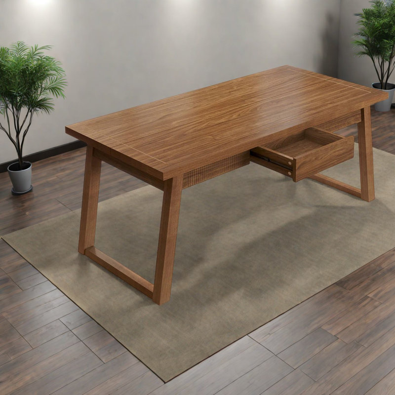 Table de salle à manger spacieuse en bois, tiroir de rangement, charme Mid-Century