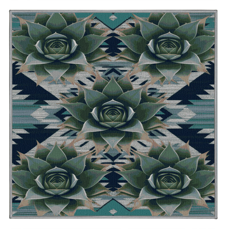  Tapis lavable Agave Plant Southwestern, Carré 8 pi