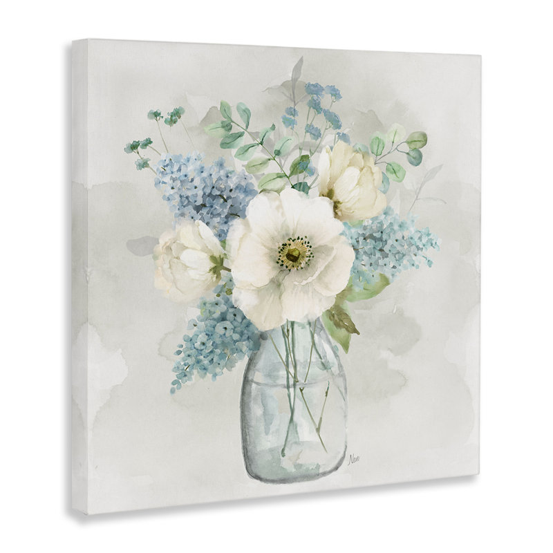 Art mural sur toile Centric Bouquet in Soft Tones, design par Nan, H 17 po x l 17 po