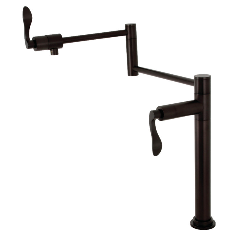 Kingston Brass NuWave Two-Handle 1-Hole Deck Mount Pot Filler Faucet, Oil Rubbed Bronze