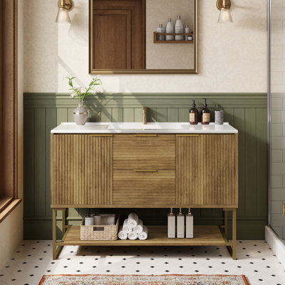 48'' Freestanding Bathroom Vanity with Sink, Bathroom Storage Cabinet with 2 Drawers