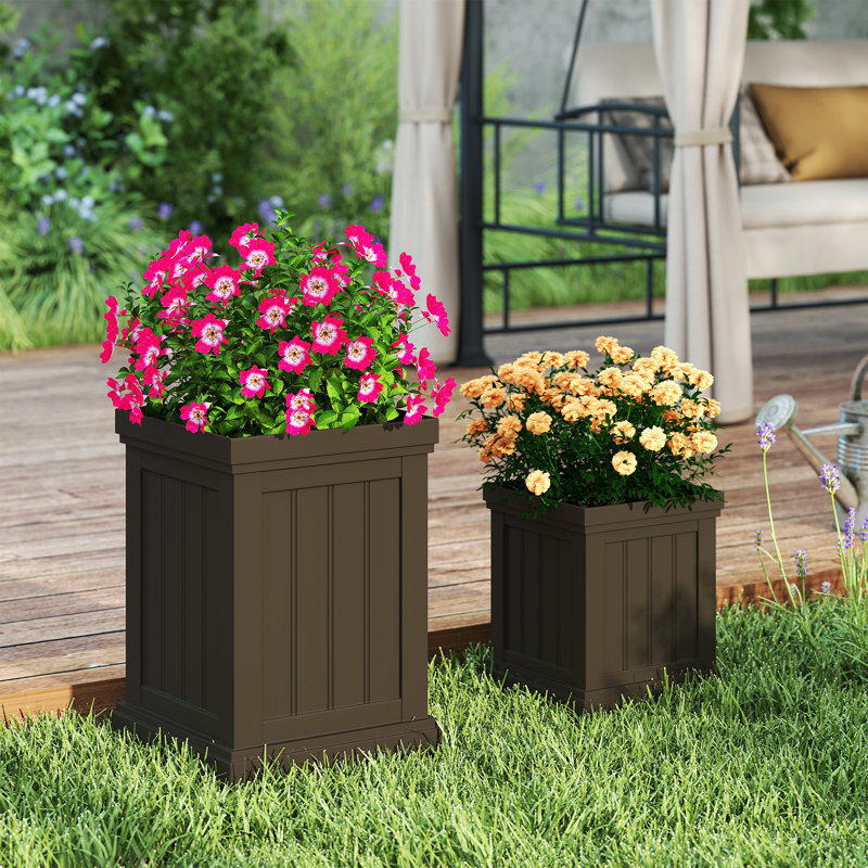 Ensemble de jardinières carrées en plastique 19 po 19 po avec 2 trous de drainage et emboîtement