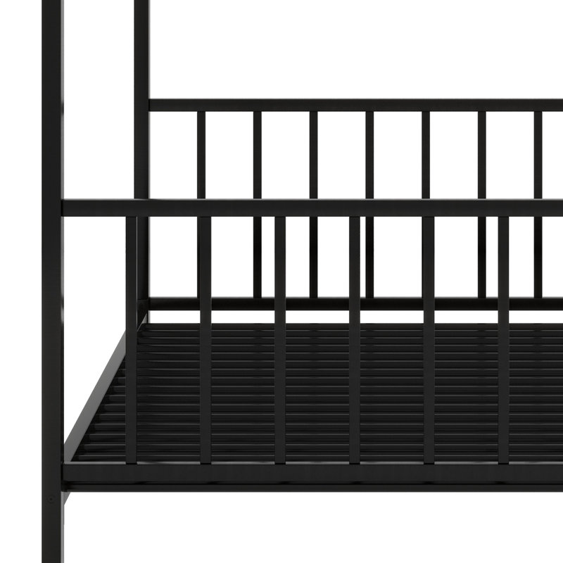 Metal House Platform Bed, Black