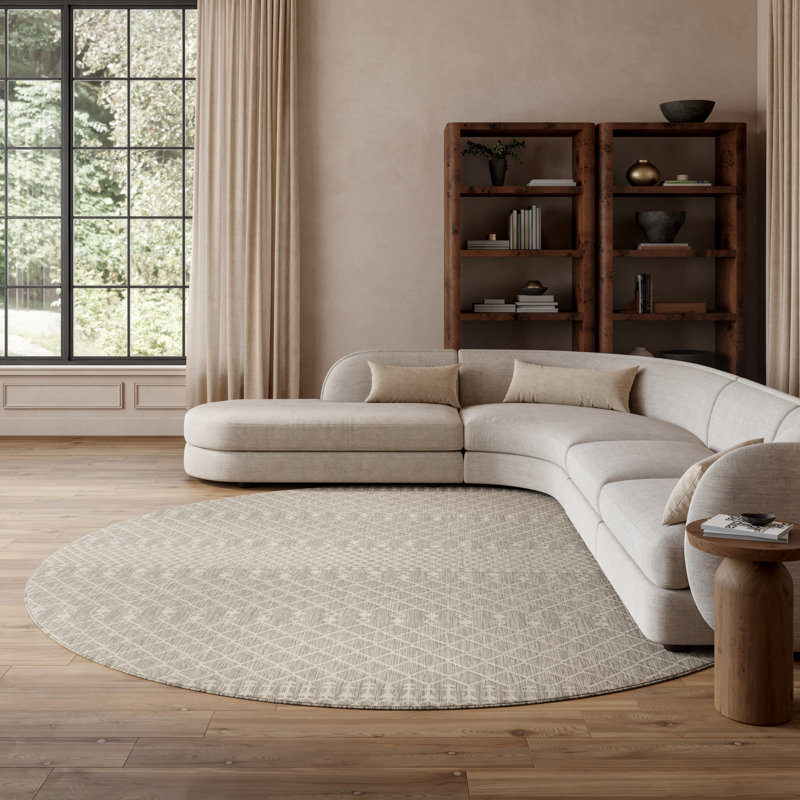  Positano 10' x Round Light Grey Modern Rug, Light Gray, Round 10'