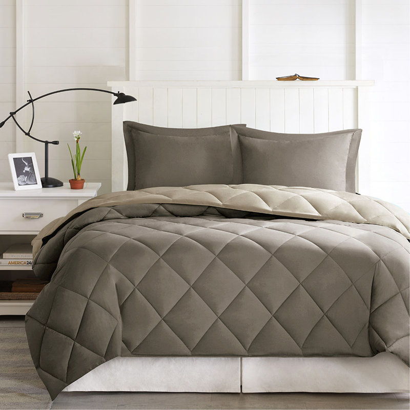 Ensemble d'édredon réversible en duvet synthétique pour lit simple / simple XL 3M Scotchgard, Noir/gris