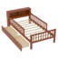 Lit simple avec rangement pour tête de lit et garde-corps sécurisés, qualité noyer-316836248