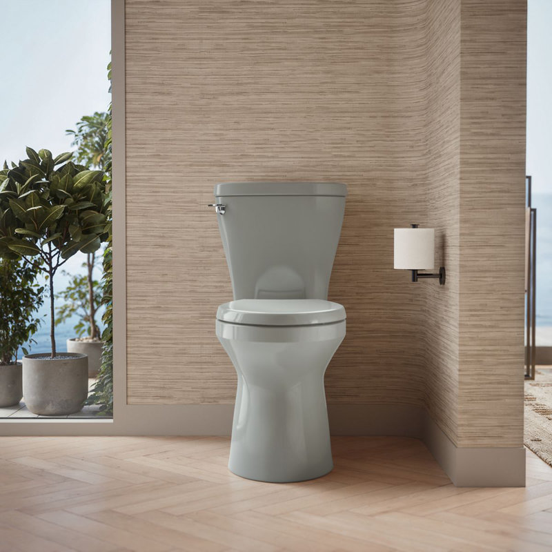 Betello 1.28 GPF (Water Efficient) Elongated Two-Piece Toilet (Seat Not Included), Ice Grey, Left-Hand
