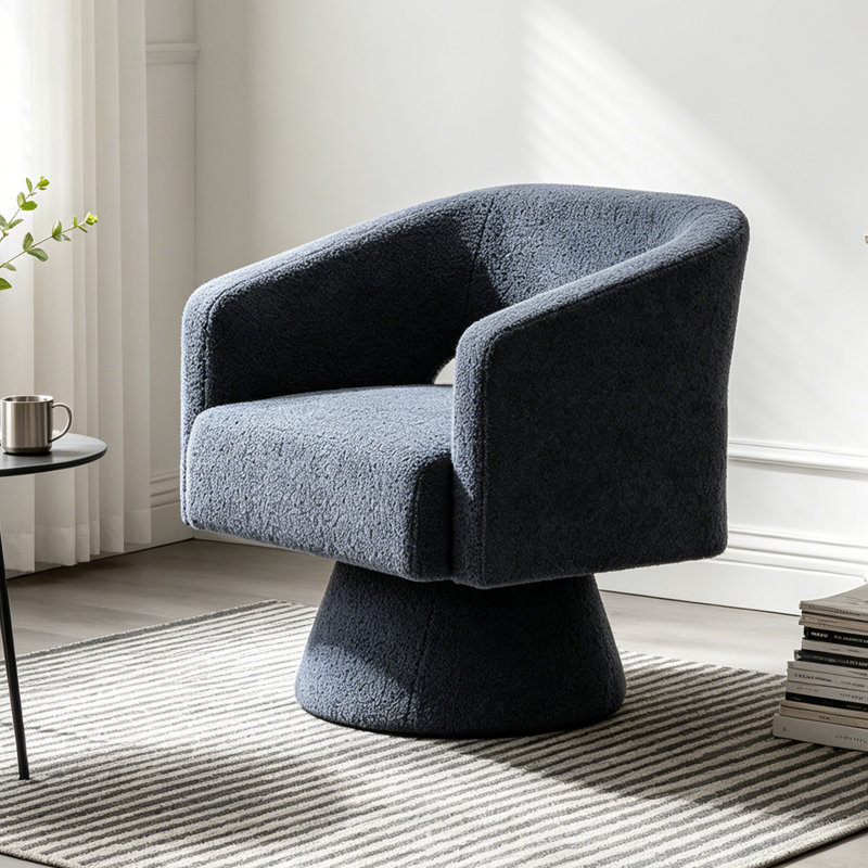 Upholstered Swivel Accent Barrel Chair, Blue