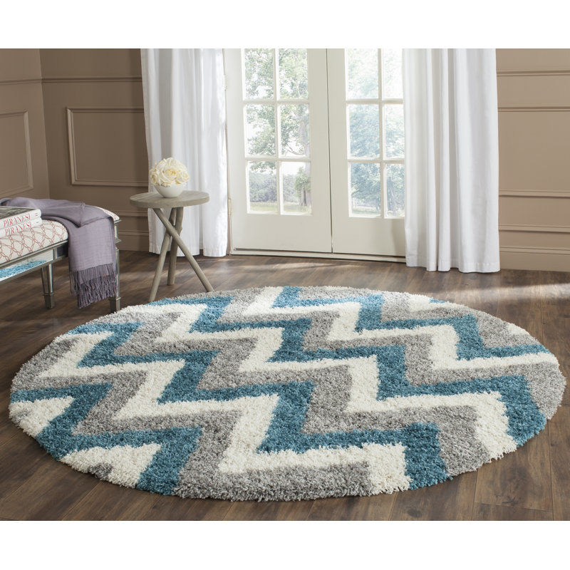 Sgk-Shag Kids Performance Chevron Rug, Round 4'