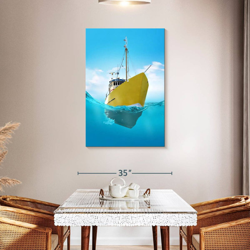 Mehar Yellow Ship, 45" H x 30" W