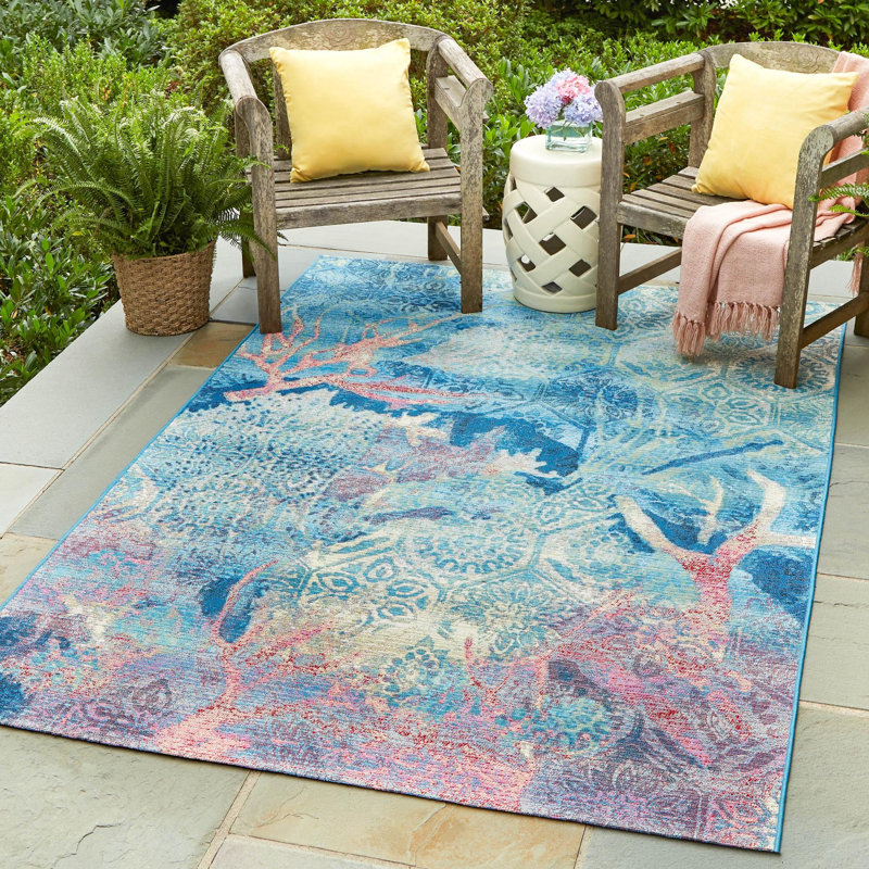 Tapis d'extérieur moderne Multi_Unique Loom, Rectangle 5 pi 3 po x 8 pi