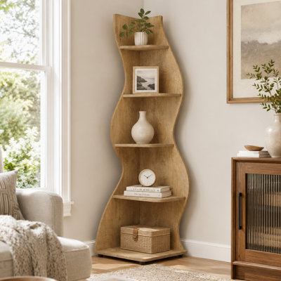 Bibliothèque de coin en bois à 5 niveaux Seagrass