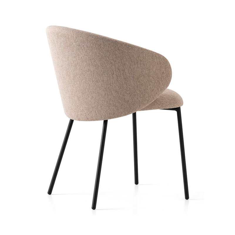Fauteuil rembourré avec structure en métal Tuka, Taupe, Noir mat