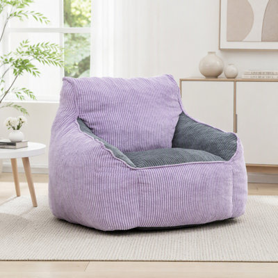 Large Corduroy Bean Bag Sofa Chair with Armrests and High Density Foam Filler for Adult Comfort