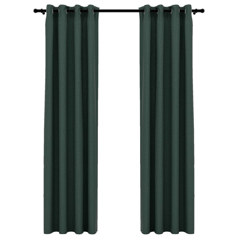 Chaarvi Blackout Curtain Pair, Green, 140cm Width x 225cm Drop