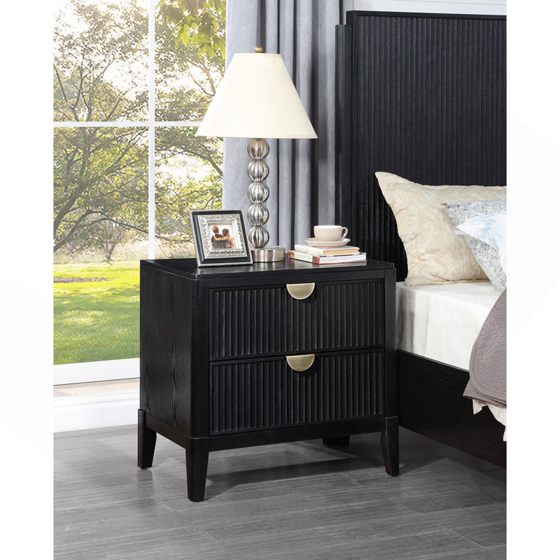 Mason Black 2-Drawer Nightstand