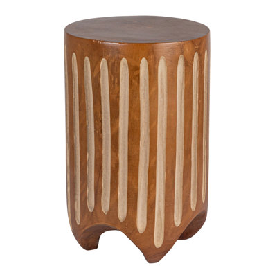 Hand-Carved Wood Side Table