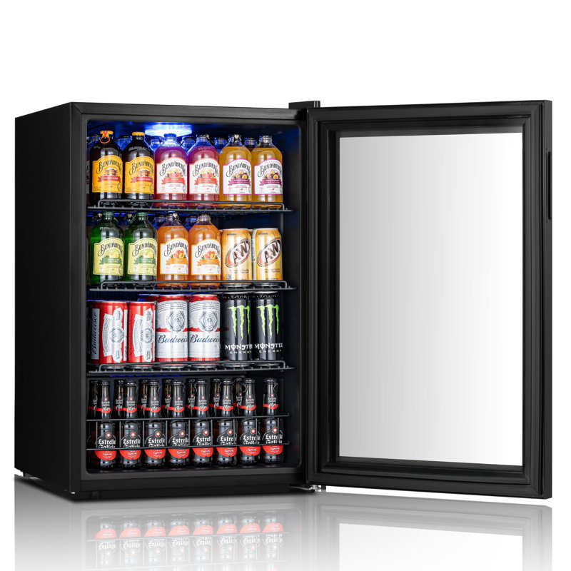 Réfrigérateur à boissons de 21,3 po, refroidisseur à boissons de 155 canettes, réfrigérateur à boissons à zone unique de 34 à 54 ° f avec porte vitrée et DEL
