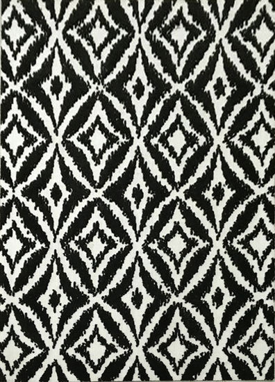 Tapis décoratif noir ikat gober, 7 pi 11 po x 9 pi 10 po