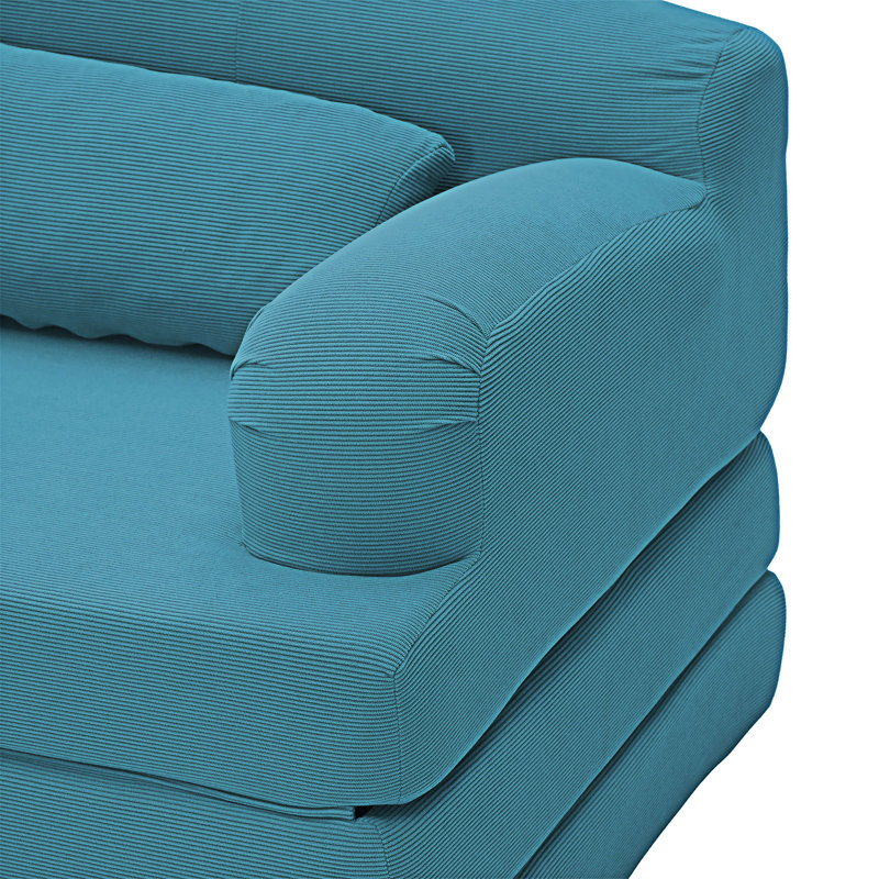 Causeuse-lit pliable, Velours côtelé bleu ciel