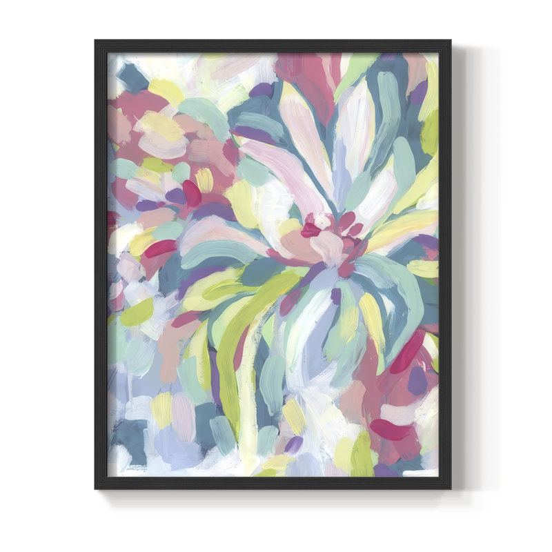 «Tropical Bloom Kaleidoscope II», reproduction encadrée - bois massif, H 11 po x l 9 po, Noir, noir, noir, noir