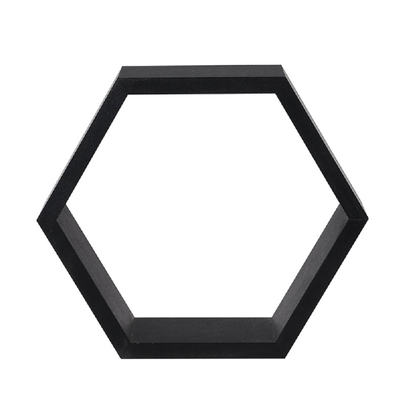 Barayon Hexagon Floating Shelf, Black