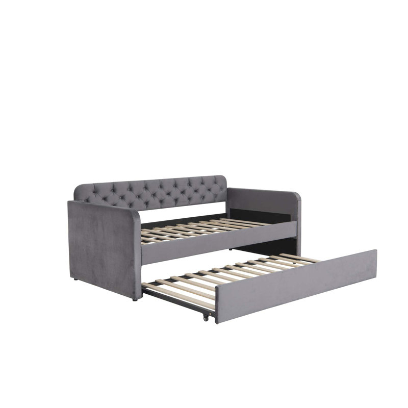 Lit plateforme tapissier Cemaliye, Gris