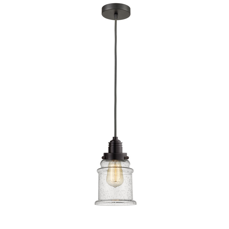 Luminaire suspendu en forme de cloche à 1 lumière Cecil, Bronze huilé / gris