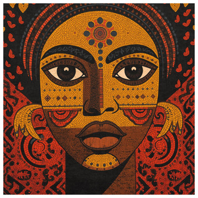Mosaic Portrait Art Wall Tapestry -  Face Wall Decor