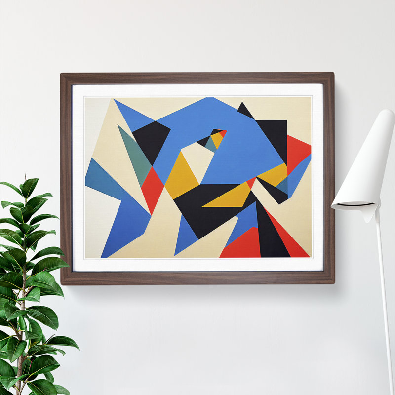Retro Suprematism Vol.1 - Single Picture Frame Print, 46cm H x 64cm W x 2cm D, Walnut Framed