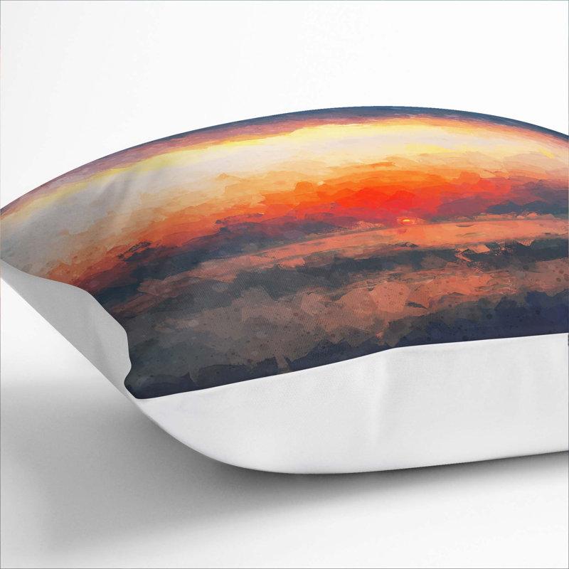 Sunset in Long Beach California Cushion with Filling, 55cm H x 55cm W x 20cm D, White