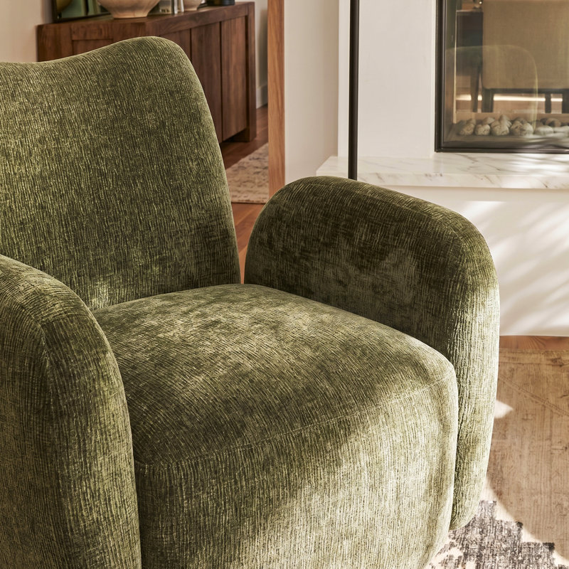 Arlow Modern Contemporary Chenille Swivel Accent Chair with 360-Degree Base, Olive Green