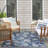 Rectangle Pamilyn Floral Polypropylene Indoor/Outdoor Area Rug in White/Navy Blue-787906459