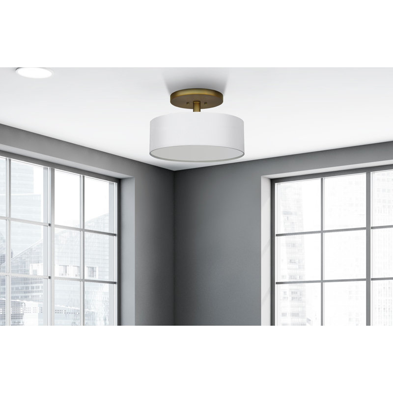 Faux Silk Semi Flush Mount, Natural Gold