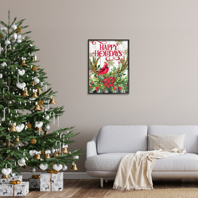 Happy Holidays Cardinal Framed by Elena Vladykina rep. Levison Designs