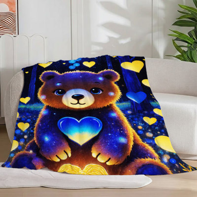 1Pc mignon brun ours en peluche nuit ciel flanelle douce, forêt magique, nuit étoilée, conception fantaisiste pour canapé / lit / voyage 30 * 40
