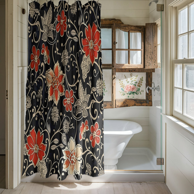 Textile Blooms - Rideau de douche Premium, H 74 po x l 71 po