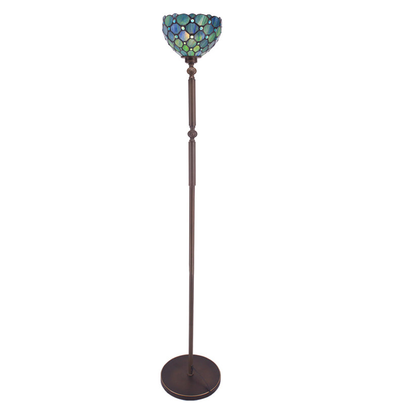 Lampe sur pied ajustable en verre coloré de 65 po Tiffany