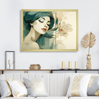 Green And Beige Woman Silhouette I - Fashion Wall Art