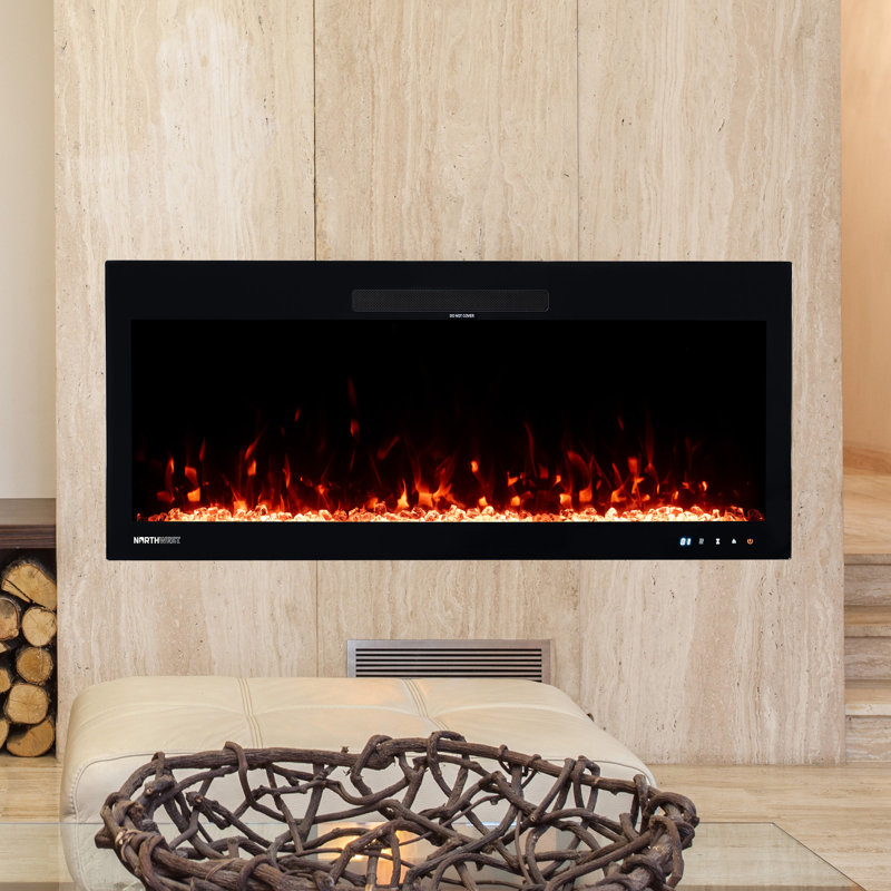 Christenson Wall Mounted and Recessed Electric Fireplace, 18" H x 60" W x 5" D