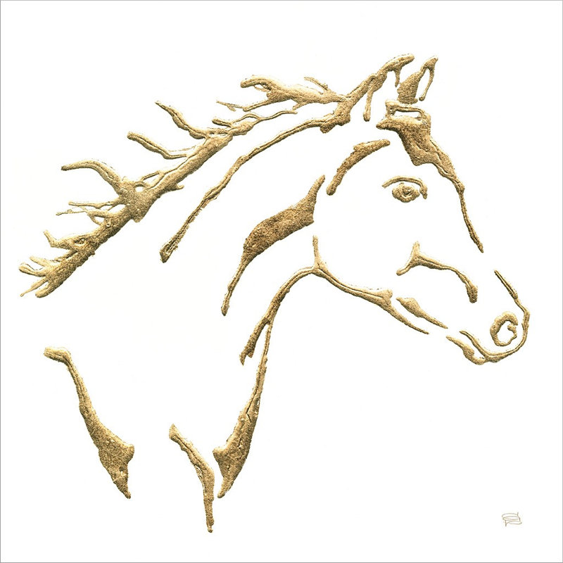«Gilded Filly On White» par Chris Paschke, art mural encadré, H 19,5 po x l 19,5 po x P 1 po, Papier d'art brun encadré