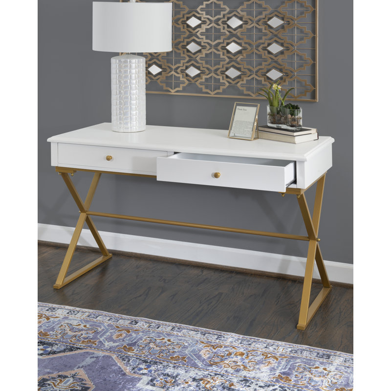 Abbeville 47.5" Desk with Two Storage Drawers, White